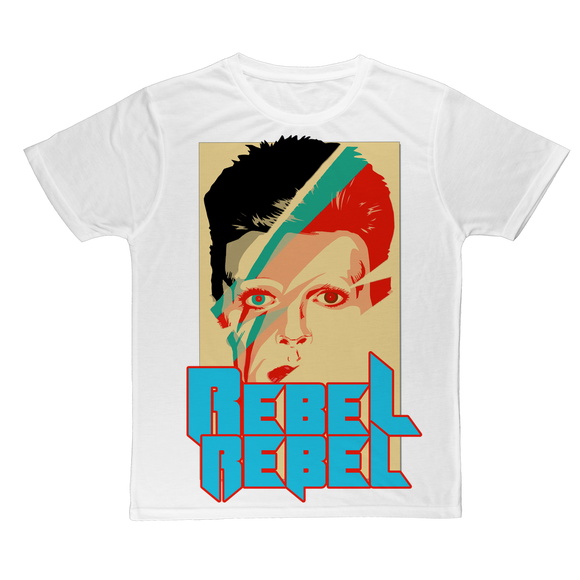 Rebel Rebel White Large Print  T-Shirt
