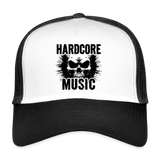 Hardcore Music Skull Trucker Cap - white/black