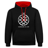 HCWW - HARDCORE IS LIFE Official - Contrast Hoodie - black/red