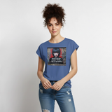 Passion NOT Fashion. Women’s T-Shirt with rolled up sleeves - stone blue