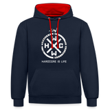 HCWW - HARDCORE IS LIFE Official - Contrast Hoodie - navy/red