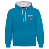 Hardcore Worldwide XBR 2 Side Contrast Colour Hoodie - peacock blue/heather grey