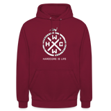 HCWW Hardcore is Life -Official Premium Hoodie - bordeaux