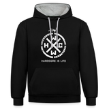 HCWW - HARDCORE IS LIFE Official - Contrast Hoodie - black/heather grey