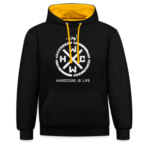 HCWW - HARDCORE IS LIFE Official - Contrast Hoodie - black/gold