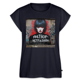 Passion NOT Fashion. Women’s T-Shirt with rolled up sleeves - navy