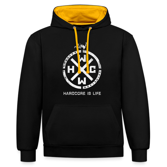 HCWW - HARDCORE IS LIFE Official - Contrast Hoodie - black/gold