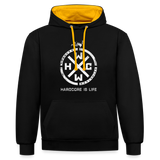 HCWW - HARDCORE IS LIFE Official - Contrast Hoodie - black/gold