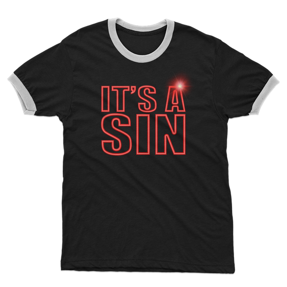 IT'S A SIN - THE 80'S REVISITED- Adult Ringer T-Shirt