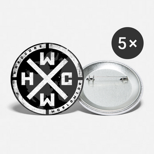 HARDCORE WORLDWIDE - Official Buttons large 2.2'' (5-pack) - white